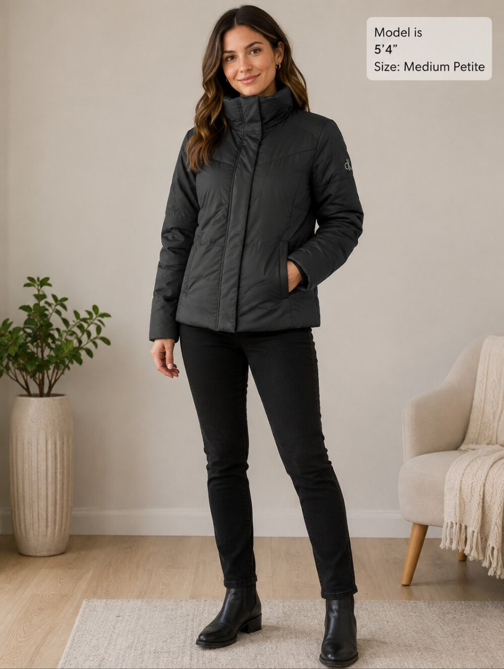 Calvin Klein Down Puffer Coat (No Removable Hood) Women's Medium Petite MP EUC